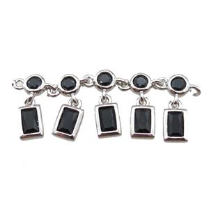 copper pendant paved zircon, platinum plated, approx 35mm length