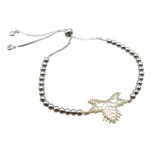 copper bracelet paved zircon, platinum plated, approx 4mm dia, 28cm length