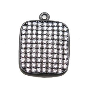 copper rectangle paved zircon, black plated, approx 14-16mm