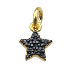 copper star pendant paved zircon, gold plated, approx 7mm dia