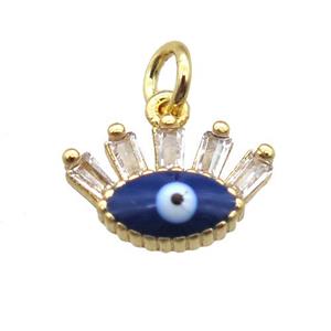 copper eye pendant paved zircon, gold plated, approx 7-11mm
