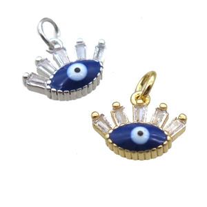 copper eye pendant paved zircon, mixed, approx 7-11mm