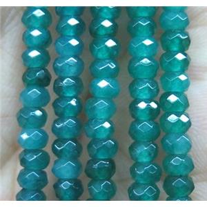 green jade bead, faceted rondelle, approx 2x4mm