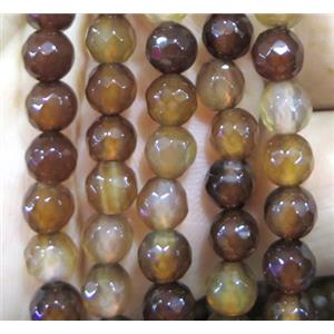 Agate bead, faceted round, approx 6mm dia