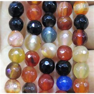 Agate bead, faceted round, approx 6mm dia