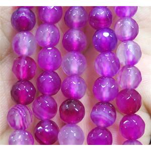 Agate bead, faceted round, approx 6mm dia