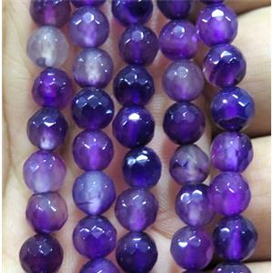 Agate bead, faceted round, approx 6mm dia