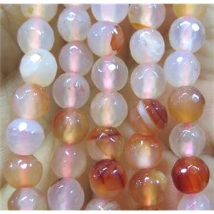 Agate bead, faceted round, approx 6mm dia