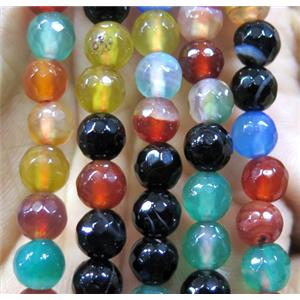 Agate bead, faceted round, approx 6mm dia