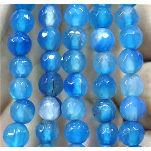 Agate bead, faceted round, approx 6mm dia