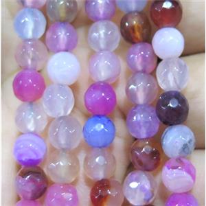 Agate bead, faceted round, approx 6mm dia