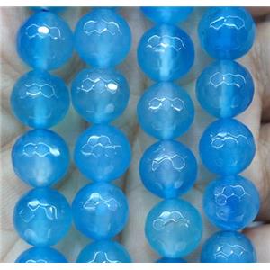 skyblue agate bead, faceted round, approx 4mm dia