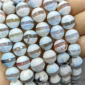 Tibetan Agate Beads Faceted Round Lt.blue Dye B-Grade, approx 12mm dia