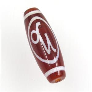 red tibetan style agate beads, oval, approx 10x30mm