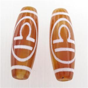 red tibetan style agate beads, oval, approx 10x30mm