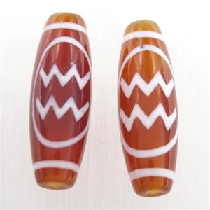 red tibetan style agate beads, oval, approx 10x30mm