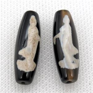 tibetan DZi rice beads, approx 10x30mm