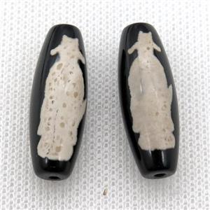 tibetan DZi rice beads, approx 10x30mm