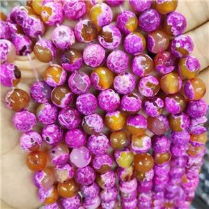 Hot pink Dichromatic Agate Beads, faceted round, approx 14mm dia, 15.5 inches