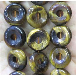 tiger eye stone bead, rondelle, approx 10mm dia
