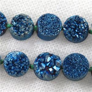 green druzy quartz beads, flat-round, approx 12mm dia, 16pcs per st