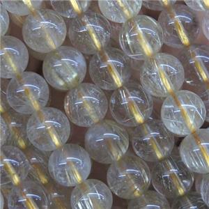 gold Rutilated Quartz beads, round, approx 4mm dia
