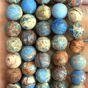 round blue Sea sediment jasper beads, matte, approx 10mm dia