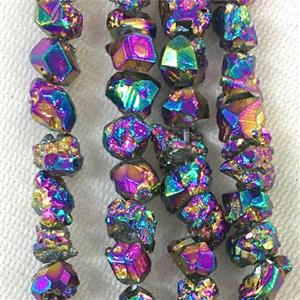 rainbow pyrite bead, chips, freeform, approx 6-8mm