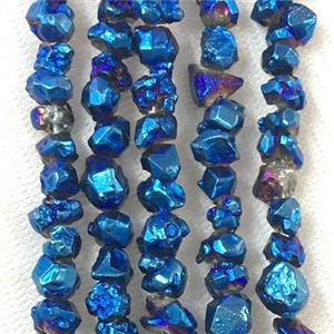 blue pyrite bead, chips, freeform, approx 6-8mm