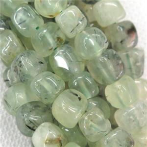 green Prehnite beads, freeform, approx 10mm