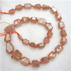 Crystal Quartz beads, freeform, gold champagne electroplated, approx 8-16mm