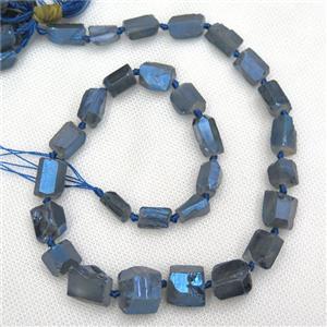 Crystal Quartz beads, freeform, blue-gray electroplated, approx 8-16mm