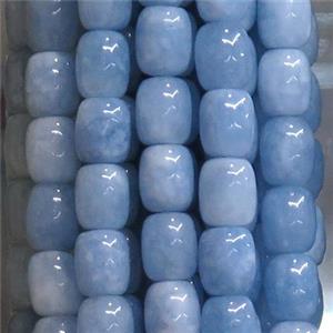 Jade barrel Beads, blue dye, approx 9x11mm