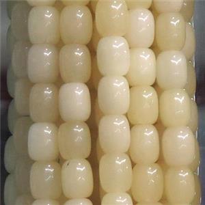 Jade barrel Beads, lt.yellow dye, approx 9x11mm