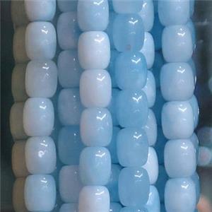 Jade barrel Beads, blue dye, approx 9x11mm