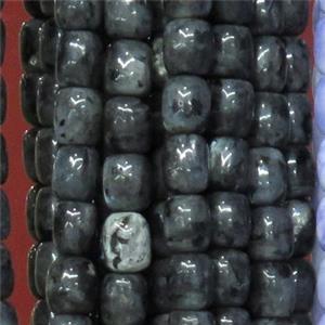 Jade barrel Beads, black dye, approx 9x11mm