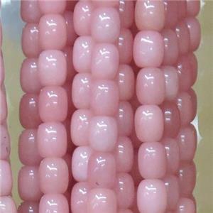 Jade barrel Beads, pink dye, approx 9x11mm