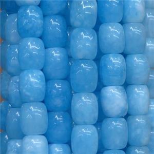 Jade barrel Beads, blue dye, approx 9x11mm