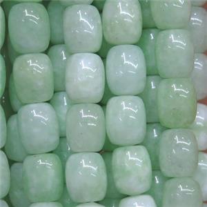 Jade barrel Beads, green dye, approx 9x11mm