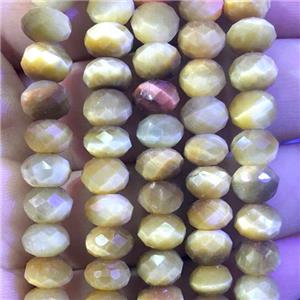 gold tiger eye stone beads, faceted rondelle, approx 5x8mm