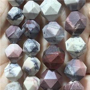 matte porcelain Jasper beads, faceted round, approx 8mm dia
