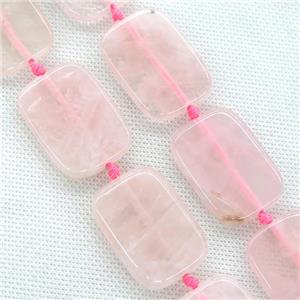 Rose Quartz Beads, rectangle, approx 25x35mm