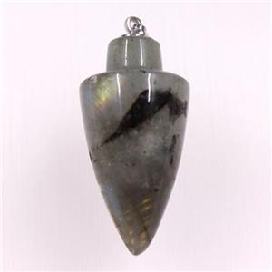 Labradorite pendants, bullet, approx 18-35mm