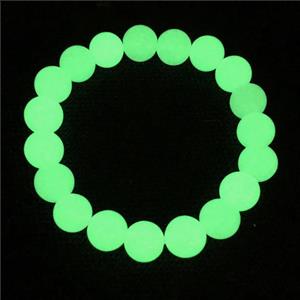 green noctilucent stone bracelet, round, approx 10mm dia