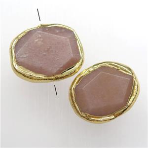 peach sunstone beads, 24K gold plated, approx 20-28mm