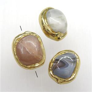 mixed gemstone beads, gold plated, approx 15-20mm