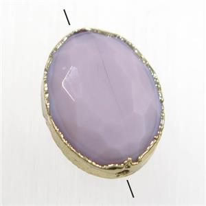 glass crystal bead, oval, gold plated, approx 12-16mm