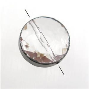 glass crystal bead, circle, gold plated, approx 14mm dia