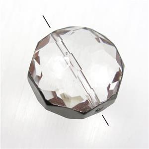 glass crystal bead, circle, gold plated, approx 18mm dia