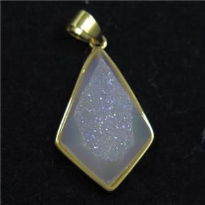 white AB-color Druzy Agate teardrop pendant, approx 16-25mm